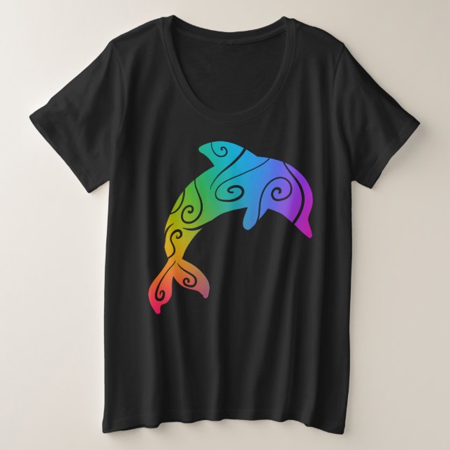 Camisa Inspiradora de delfín arcoiris (Anverso del diseño)