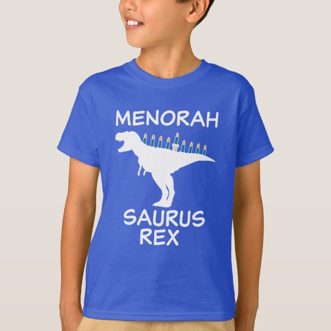 Camisa judía de Menorah Saurus Rex Jánuca (Anverso)