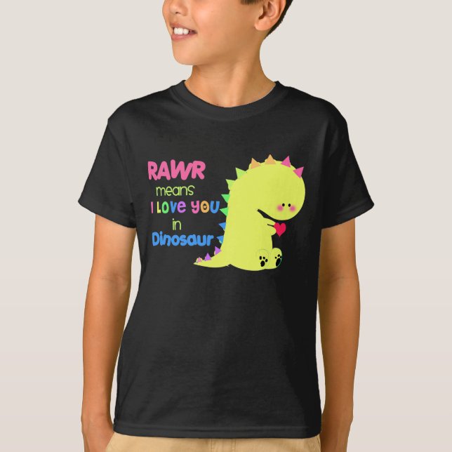 Camisa linda de Rawr del dinosaurio (Anverso)