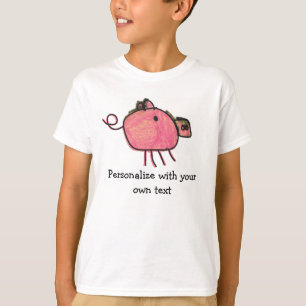 Camisa linda del cerdo del creyón de los niños