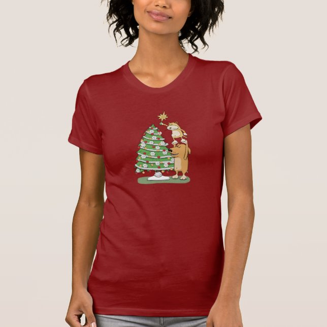Camisa linda del navidad: Gato y perro (Anverso)