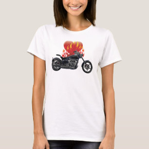 Camisa llameante del motorista del amor