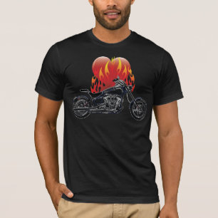 Camisa llameante del motorista del amor
