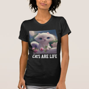 CAMISA "LOS GATOS SON LA VIDA" CON GATO BLANCO ADO