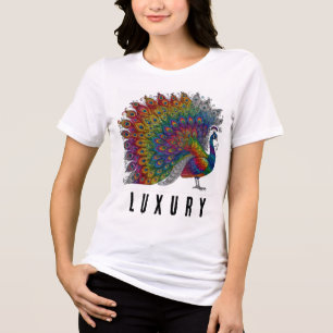 Camisa Lujosa de Alta Costura de Pavo Real Arcoíri