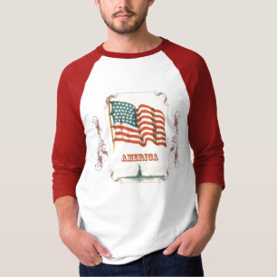 Camisa masculina de la bandera norteamericana vint