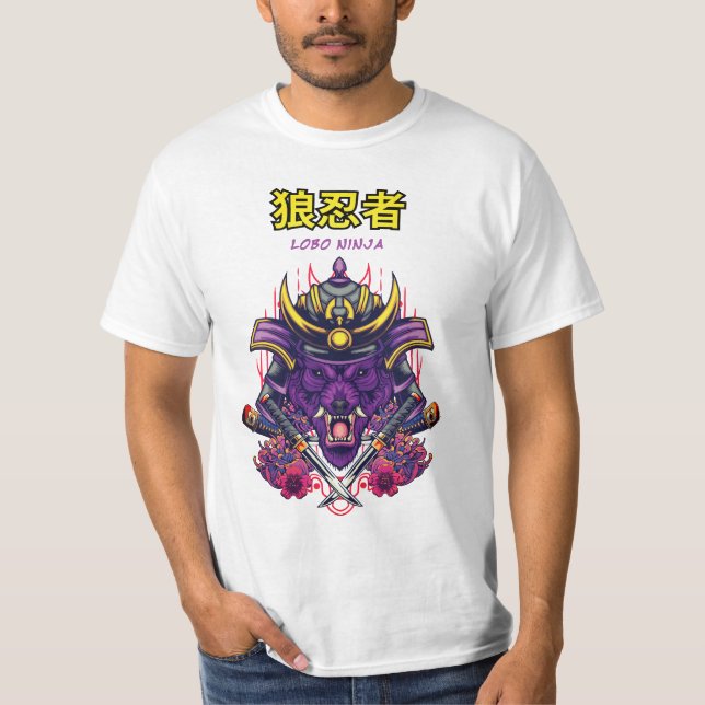 Camisa masculina Lobo Ninja (Anverso)