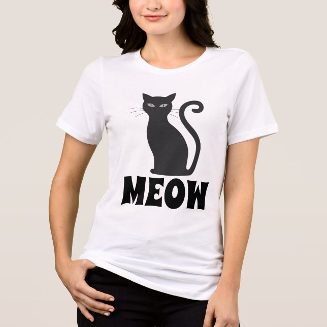 CAMISA MEOW GATO NEGRO BONITO (Anverso)