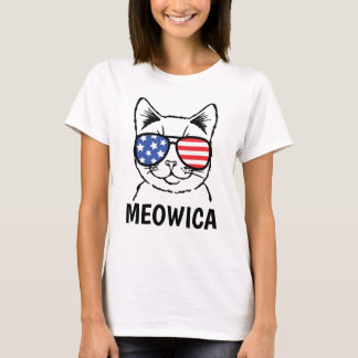Camisa Meowica, gato gracioso, patriótico, 4 de ju