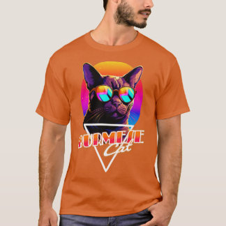 Camisa Miami de gato birmano de oleada retro