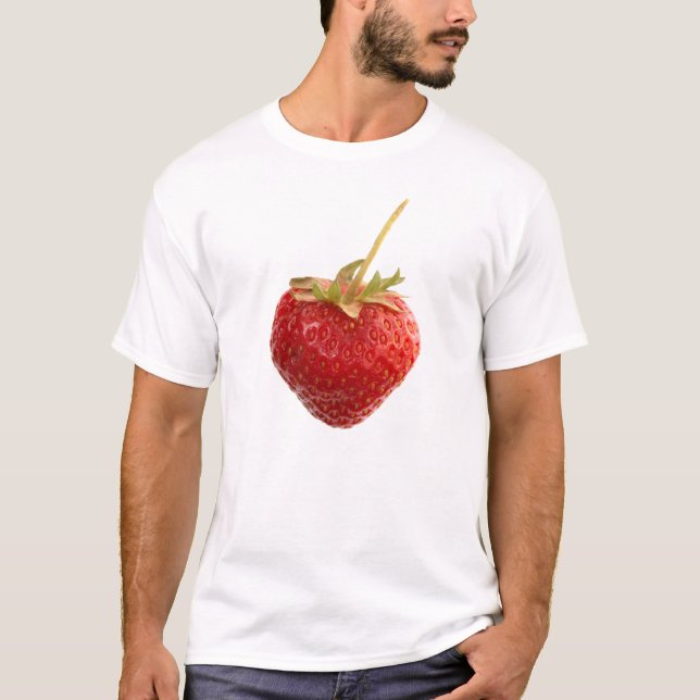 Camisa negra de la fresa con una fresa roja grande (Anverso)