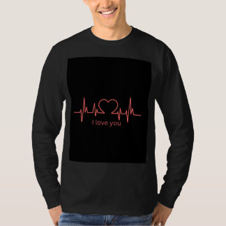 Camisa negra de manga larga con diseño de Te amo 