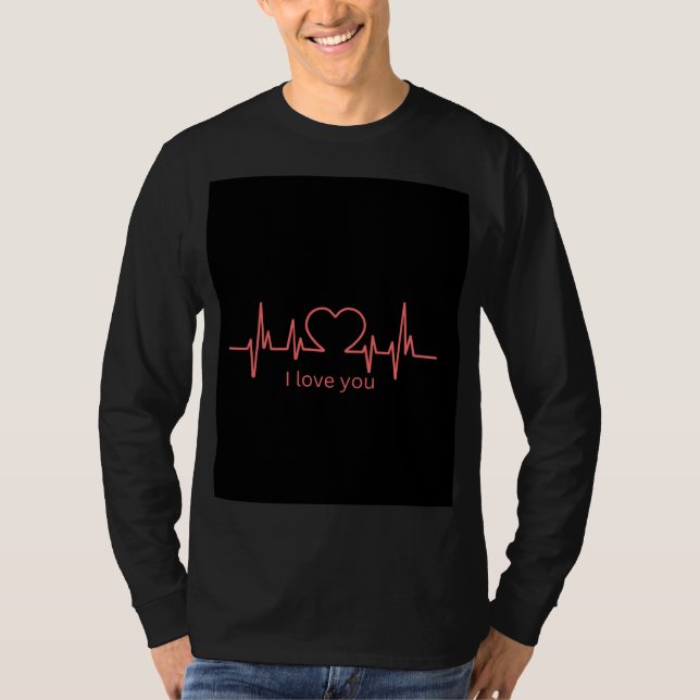 Camisa negra de manga larga con diseño de Te amo  (Anverso)