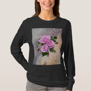 Camisa negra de mangas largas con rosas