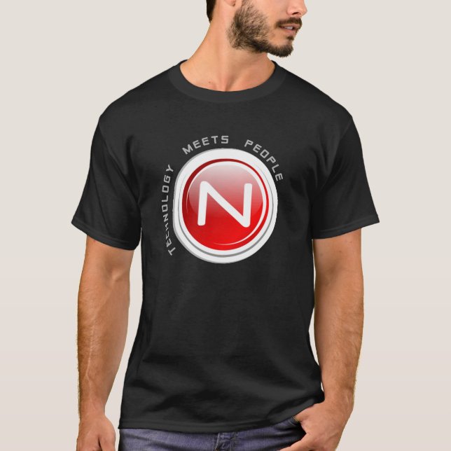Camisa negra del logotipo de las soluciones de (Anverso)