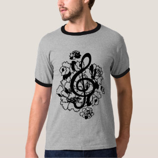 Camisa negra del personalizado de los peonies del