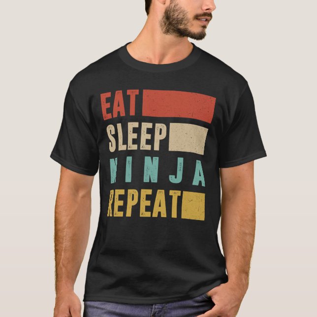 Camisa Ninja, Comida Vintage Duermen Ninja Repetir (Anverso)