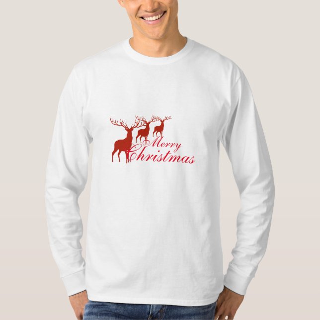 Camisa para hombre del reno de las Felices Navidad (Anverso)