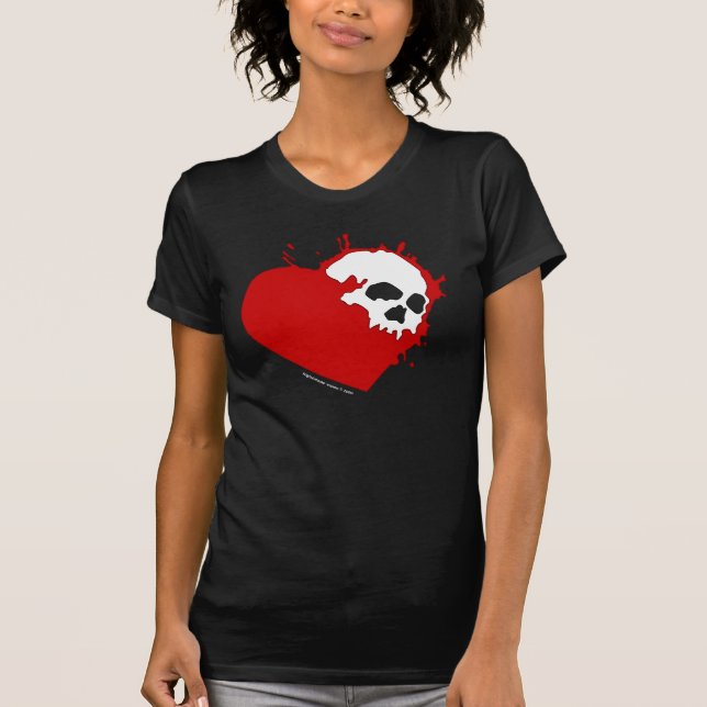 Camisa para mujer del corazón del cráneo (Anverso)
