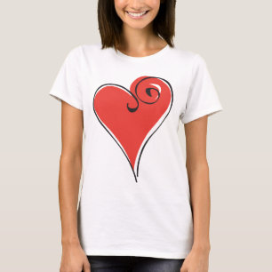 Camisa para mujer del corazón rojo del recorte