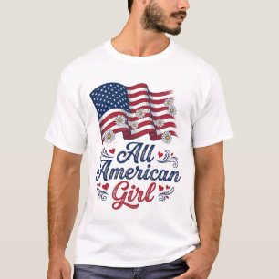 Camisa Patriótica de Daisy con Bandera de Niña Tot
