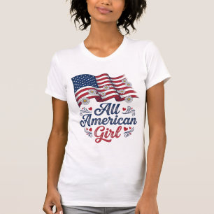 Camisa Patriótica de Daisy con Bandera de Niña Tot