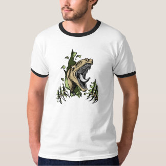 Camisa peligrosa del dinosaurio del rapaz