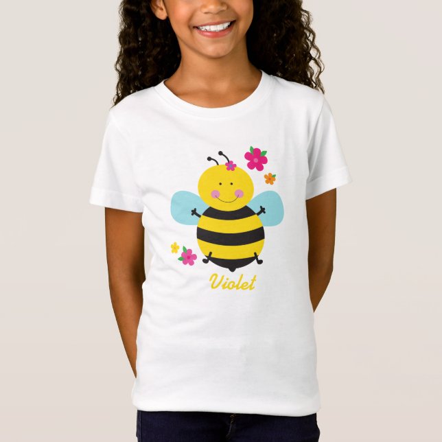 Camisa personalizada abeja linda del chica (Anverso)
