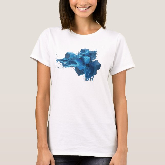 Camisa personalizada de cubos abstractos azules el (Anverso)