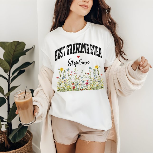 Camisa Personalizada de Flores Silvestres, Regalo  (personalized grandma t-shirt, wildflowers grandma shirt, grandma gift shirt, Mimi shirt gift)