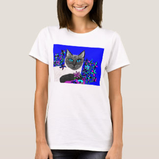 camisa pintada a mano detallada brillante del gato
