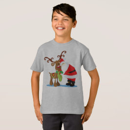 Camisa preciosa de Tagless de Papá Noel y del reno