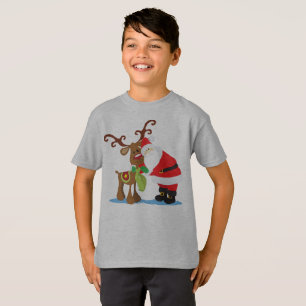Camisa preciosa de Tagless de Papá Noel y del reno