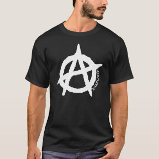 Camisa preta com símbolo anarquista