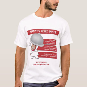 Camisa promocional del empleado del comensal retro