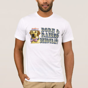 Camisa retra de Demócrata del perro amarillo