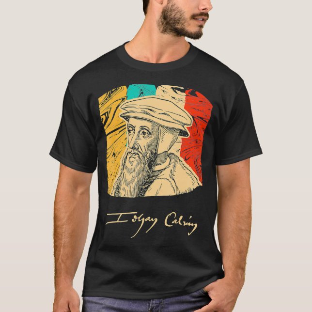 Camisa Retro de la Figura Histórica de John Calvin (Anverso)