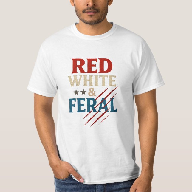Camisa Roja Blanca Y Feral - Gracioso Patriótico 4 (Anverso)