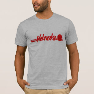 Camisa roja de la puesta del sol de Nebraska