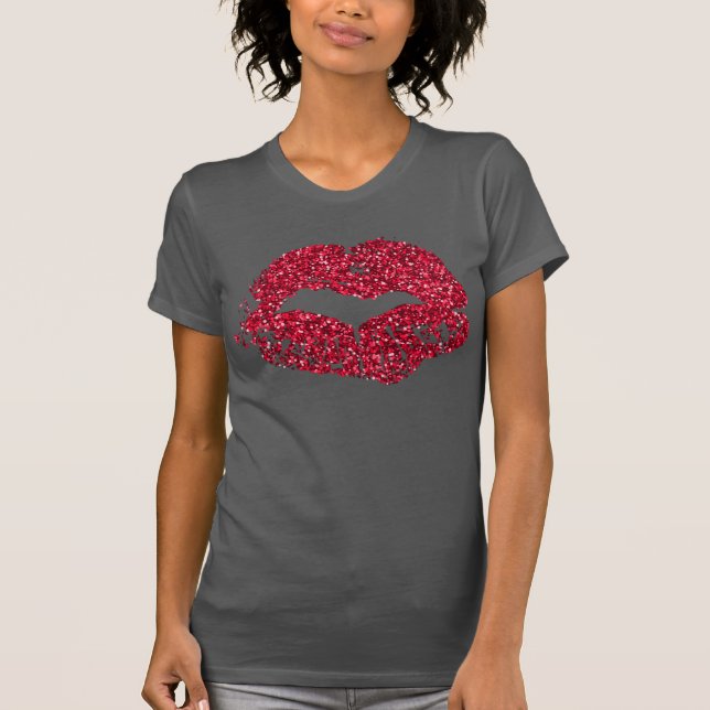 Camisa roja de los labios del purpurina (Anverso)