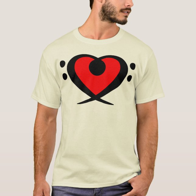 Camisa roja del corazón del Clef bajo (Anverso)