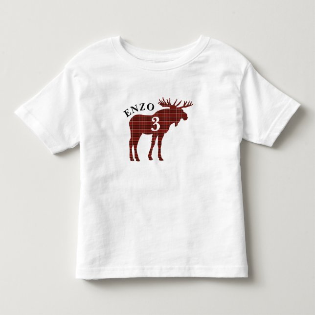 Camisa roja del cumpleaños de los alces de la tela (Anverso)