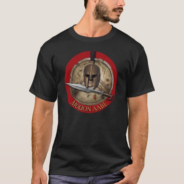 Camisa roja espartano del backg de Molon Labe del (Anverso)