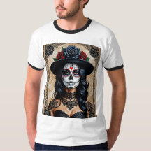 Camisa Rosa de la Calavera Gótica Vintage
