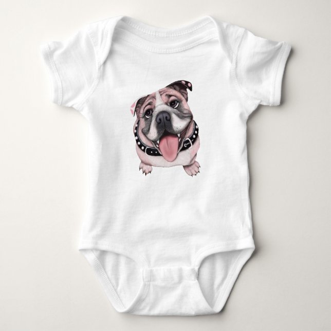 Camisa rosada del bebé del bulldog (Anverso)
