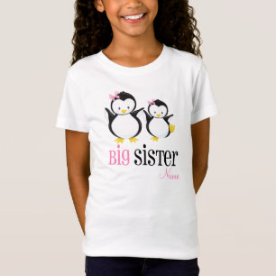 Camisa rosada personalizada pingüino de la hermana