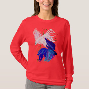 Camisa siamesa blanca azul de los pescados de "n