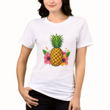 Camisa Tropical de Piña e Hibiscus T-Shirt