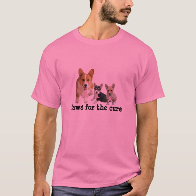 Camisa unisex del cáncer de pecho del Corgi Galés (Anverso)