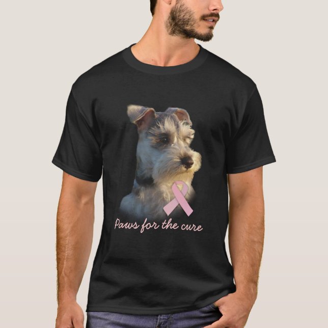 Camisa unisex del cáncer de pecho del Schnauzer (Anverso)